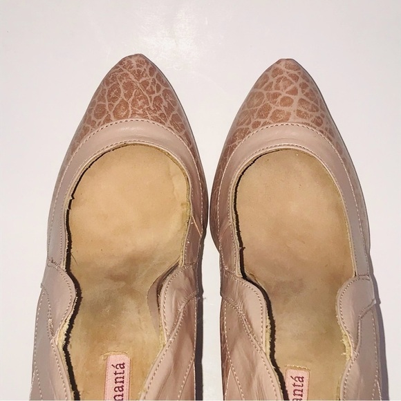 Samanta pink snakeskin print heels leather sz8 wide formal wedding casual boho - Picture 12 of 16